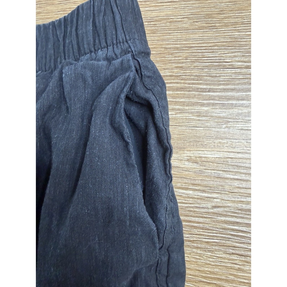 Lands' End Pants Womens 4 Black Linen Blend High Rise Wide Leg Pull On Coastal - Picture 7 of 14